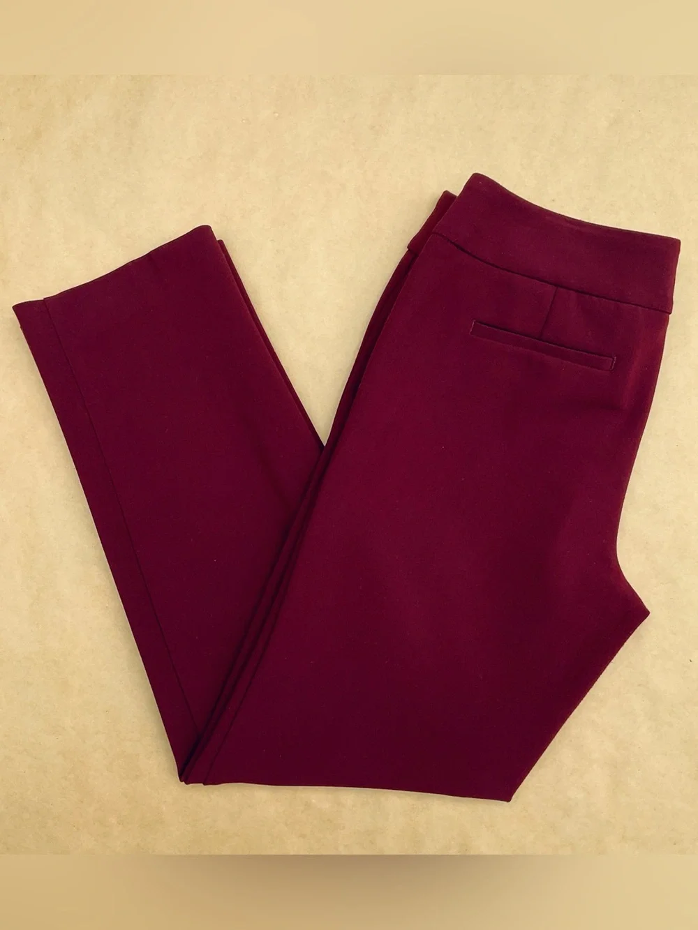 Talbots β Signature Straight Leg Ponte Pants Slacks Burgundy Mulberry 2 Petite - Picture 3 of 13